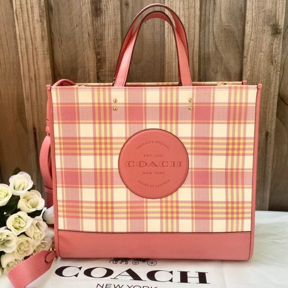 coach Dempsey Tote 40 With Garden Plaid Print And Coach Patch c8200 - Picture 8 of 15